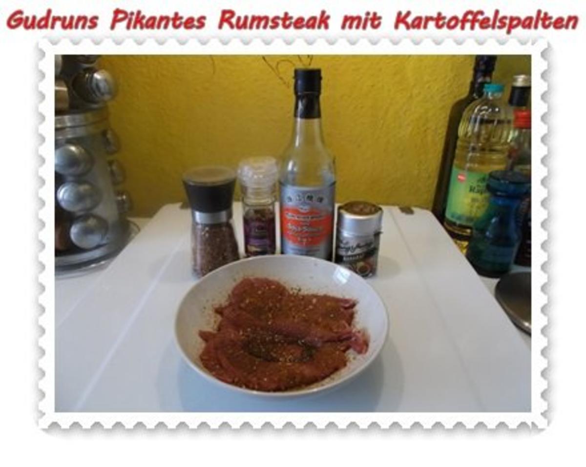 Fleisch: Pikantes Rumpsteak mit Kartoffelspalten und Tomatensoße - Rezept - Bild Nr. 3