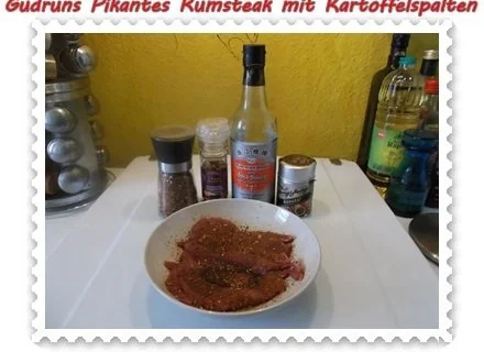 Rezept: Fleisch: Pikantes Rumpsteak mit Kartoffelspalten und Tomatensoße Bild Nr. 3 Fleisch: Pikantes Rumpsteak mit Kartoffelspalten und Tomatensoße - Rezept - Bild Nr. 3