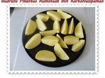 Rezept: Fleisch: Pikantes Rumpsteak mit Kartoffelspalten und Tomatensoße Bild Nr. 6 Fleisch: Pikantes Rumpsteak mit Kartoffelspalten und Tomatensoße - Rezept - Bild Nr. 6