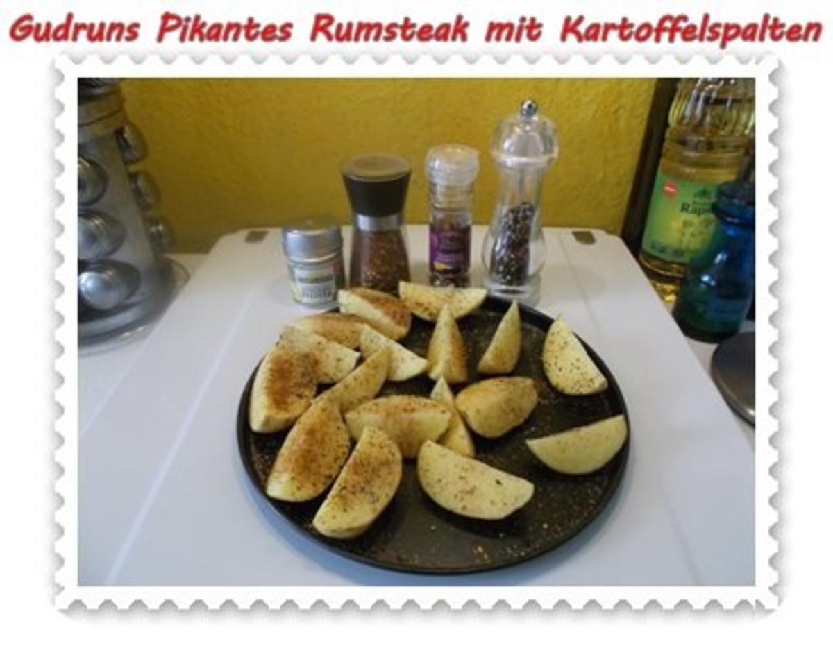 Fleisch: Pikantes Rumpsteak mit Kartoffelspalten und Tomatensoße - Rezept - Bild Nr. 7