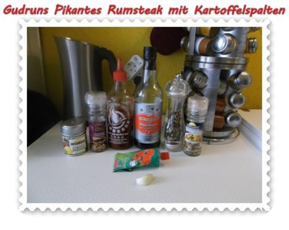 Fleisch: Pikantes Rumpsteak mit Kartoffelspalten und Tomatensoße - Rezept - Bild Nr. 8
