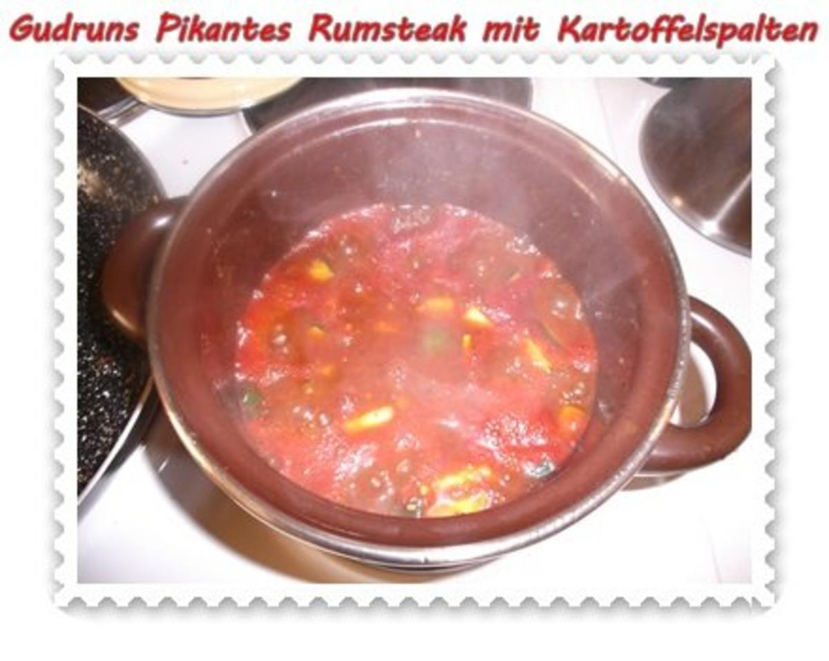 Fleisch: Pikantes Rumpsteak mit Kartoffelspalten und Tomatensoße - Rezept - Bild Nr. 10