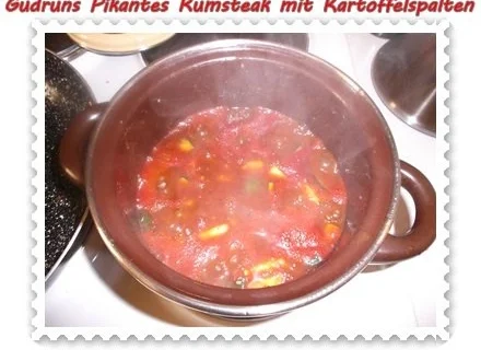 Rezept: Fleisch: Pikantes Rumpsteak mit Kartoffelspalten und Tomatensoße Bild Nr. 10 Fleisch: Pikantes Rumpsteak mit Kartoffelspalten und Tomatensoße - Rezept - Bild Nr. 10