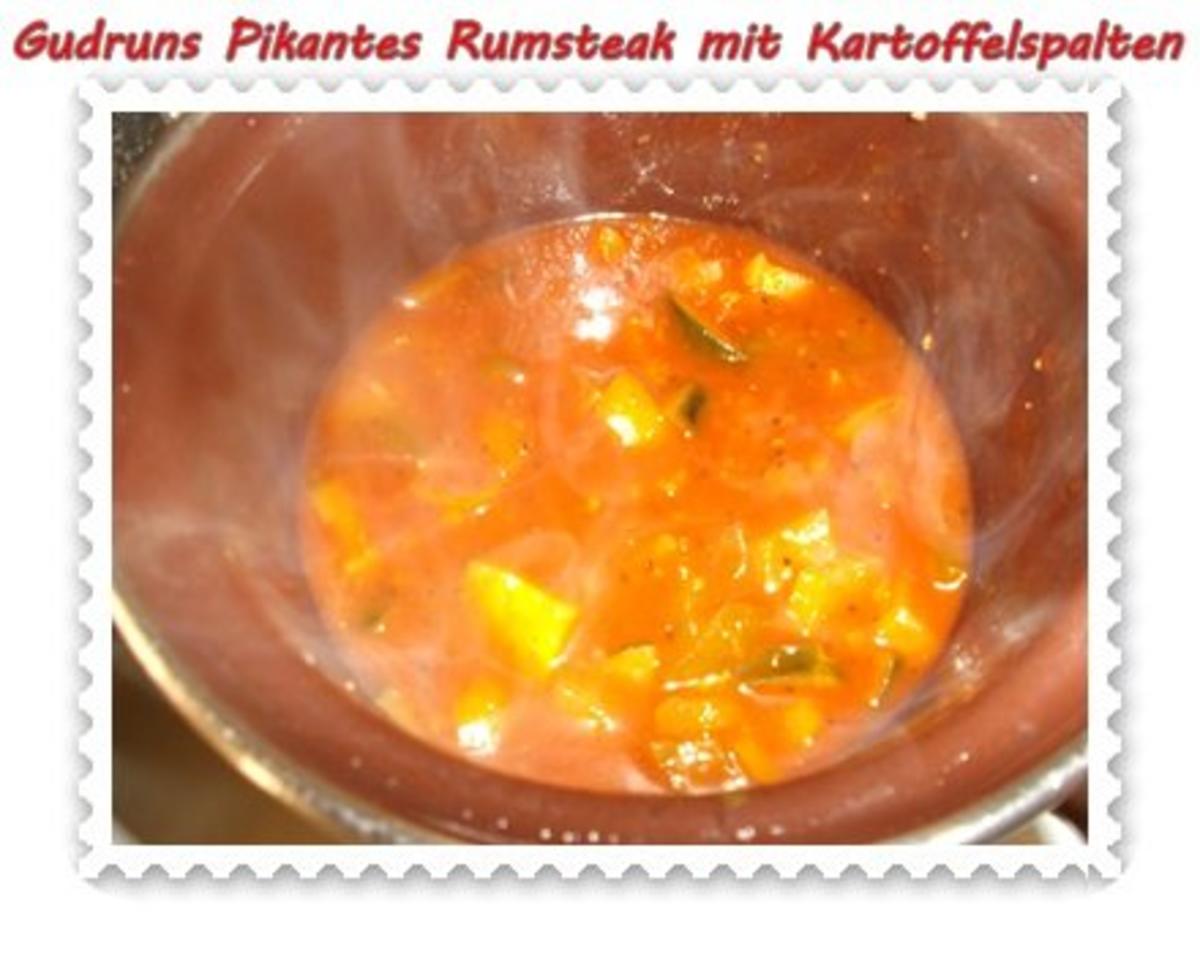 Fleisch: Pikantes Rumpsteak mit Kartoffelspalten und Tomatensoße - Rezept - Bild Nr. 12