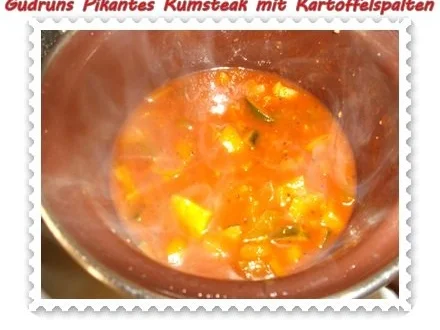 Rezept: Fleisch: Pikantes Rumpsteak mit Kartoffelspalten und Tomatensoße Bild Nr. 12 Fleisch: Pikantes Rumpsteak mit Kartoffelspalten und Tomatensoße - Rezept - Bild Nr. 12