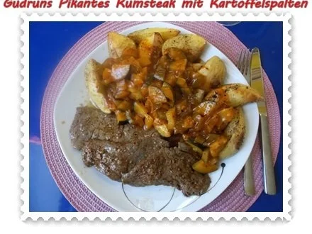 Rezept: Fleisch: Pikantes Rumpsteak mit Kartoffelspalten und Tomatensoße Bild Nr. 17 Fleisch: Pikantes Rumpsteak mit Kartoffelspalten und Tomatensoße - Rezept - Bild Nr. 17