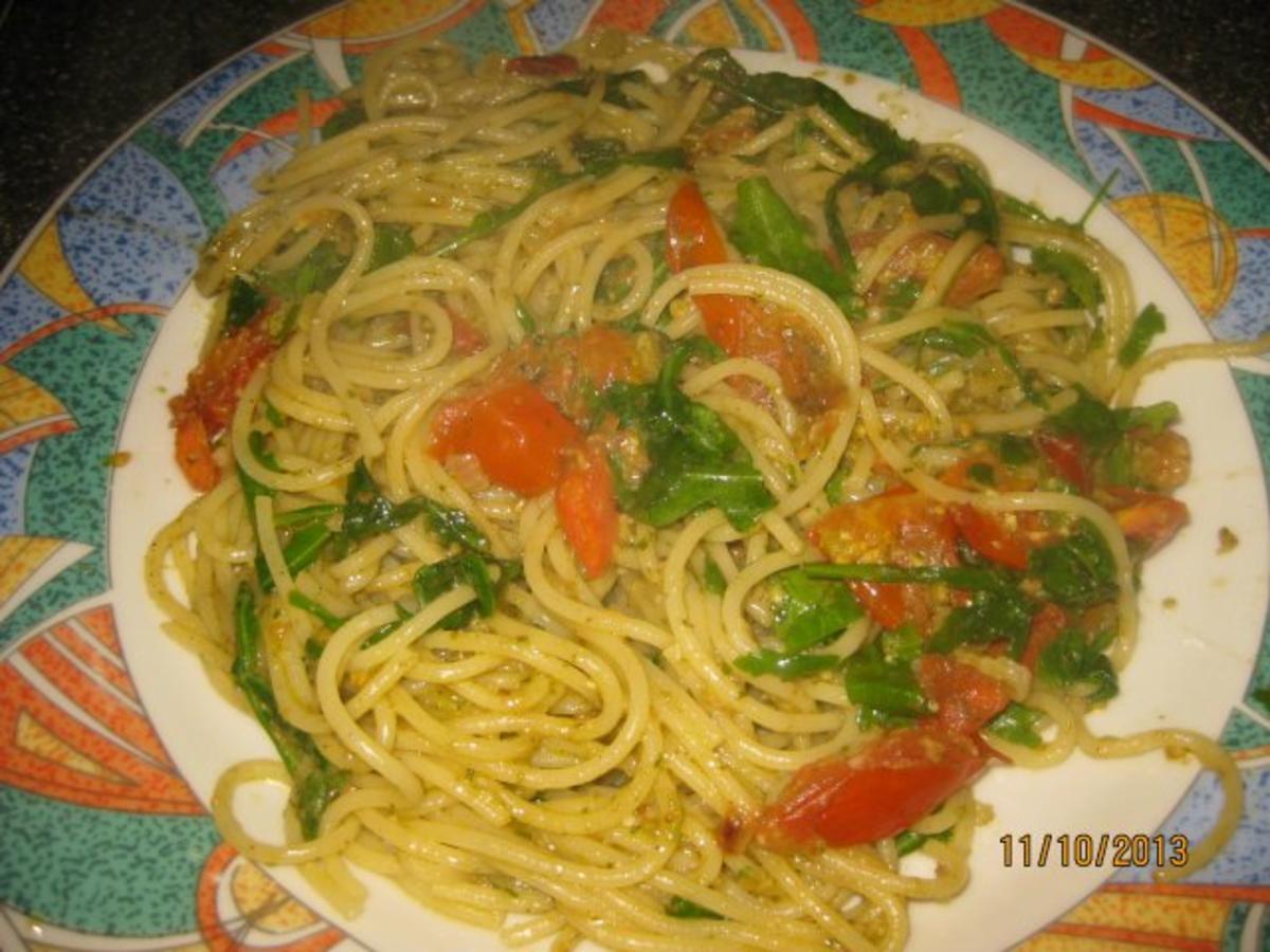 SPAGHETTI MIT RUCOLA U. PESTO - Rezept Durch pappnase