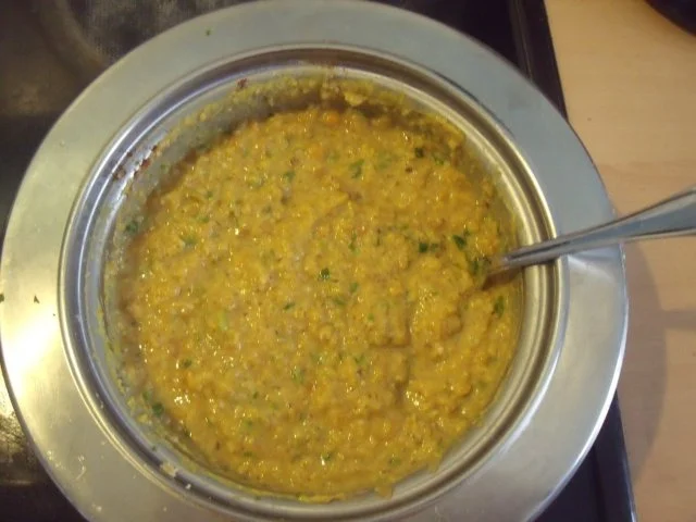 Rezept: Aubergine mit Zwiebelpaste aus dem Ofen, dazu Dhal Bild Nr. 4 Aubergine mit Zwiebelpaste aus dem Ofen, dazu Dhal - Rezept - Bild Nr. 4