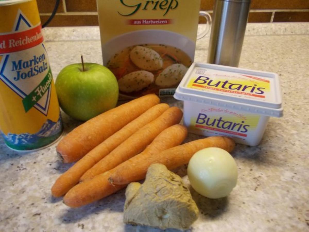 Geröstete Grießsuppe mit Karotten, Apfel und Ingwer - Rezept - Bild Nr. 2