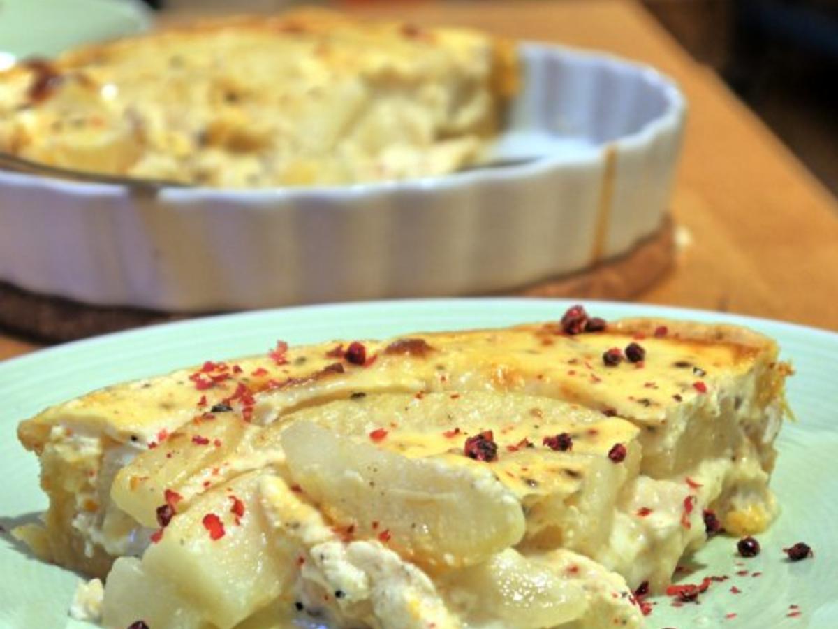 Ziegenkäse Birnen Tarte - einfach - 98 kcal/100g