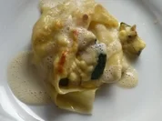 Offene Steinpilzravioli gratiniert mit Hüttenkäse - Rezept