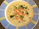 Kartoffel - Champignon - Suppe mit Räucherlachs - Rezept