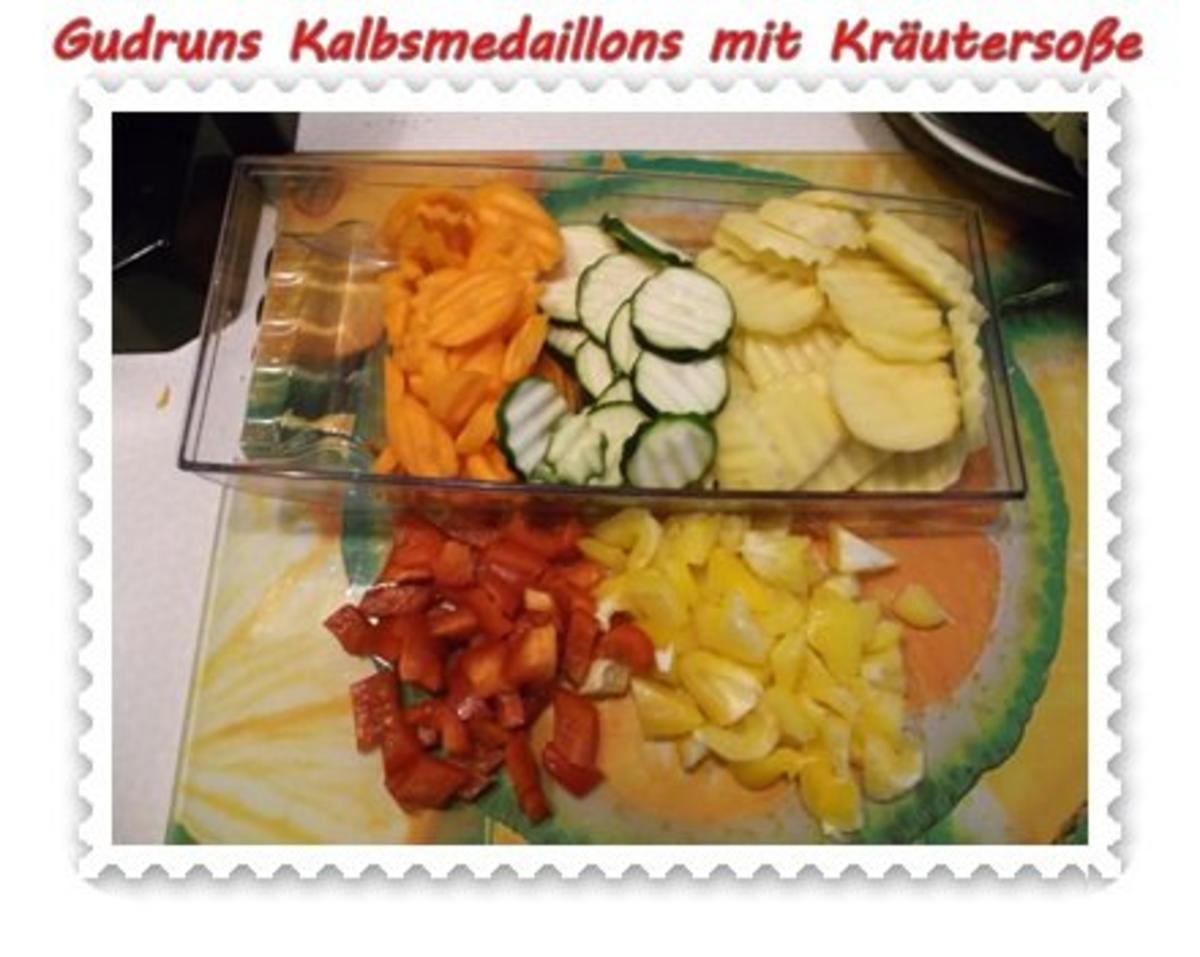 Fleisch: Kalbsmedaillons mit Käse-Kräutersoße und gedämpften Gemüse - Rezept - Bild Nr. 6