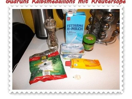 Rezept: Fleisch: Kalbsmedaillons mit Käse-Kräutersoße und gedämpften Gemüse Bild Nr. 7 Fleisch: Kalbsmedaillons mit Käse-Kräutersoße und gedämpften Gemüse - Rezept - Bild Nr. 7