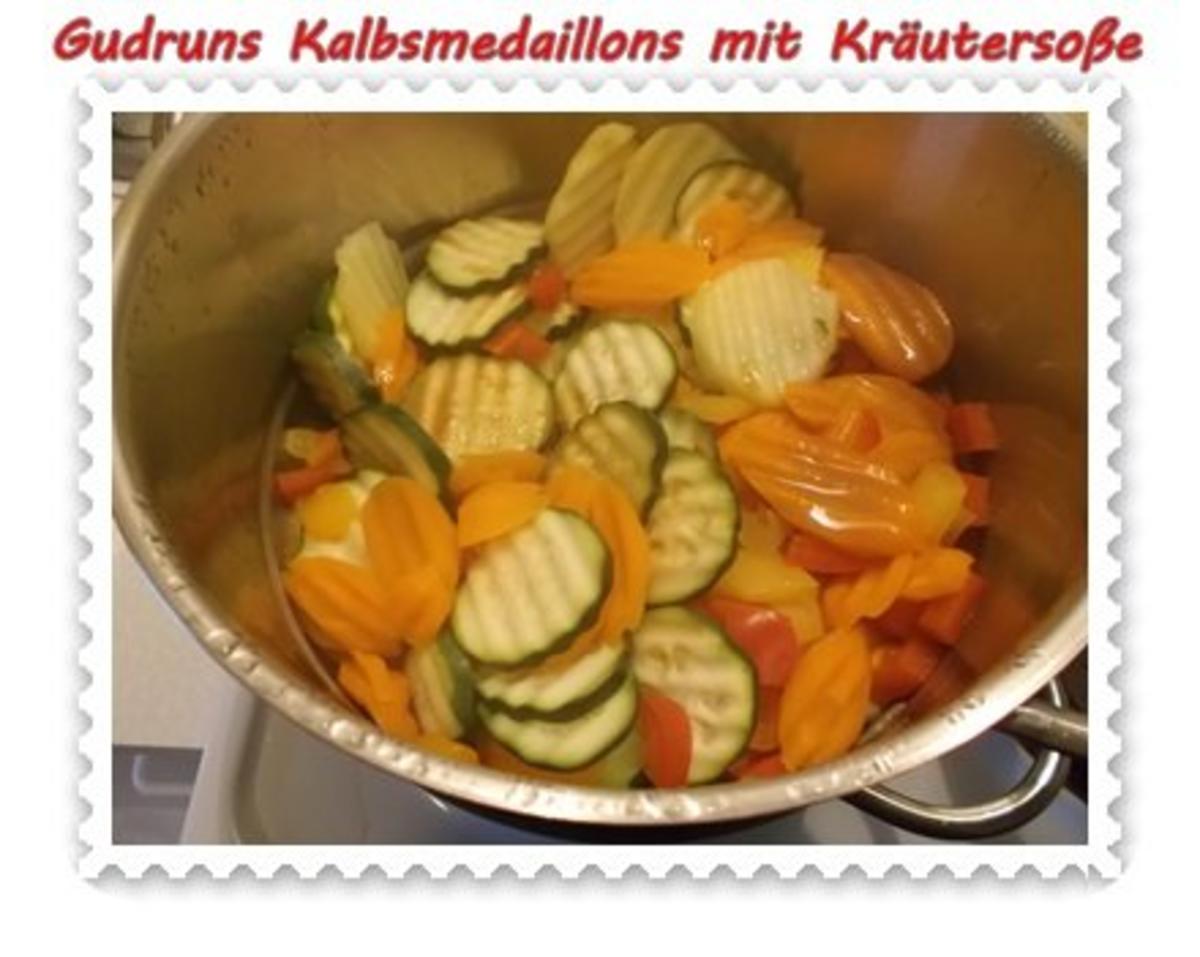 Fleisch: Kalbsmedaillons mit Käse-Kräutersoße und gedämpften Gemüse - Rezept - Bild Nr. 10