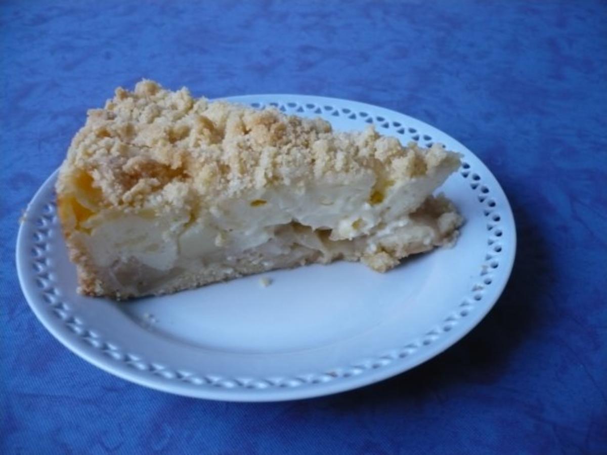 Bilder für Apfel - Pudding - Streusel Kuchen - Rezept