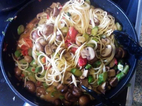 Pasta mit grünen Spargel und Champignons - Rezept - Bild Nr. 3