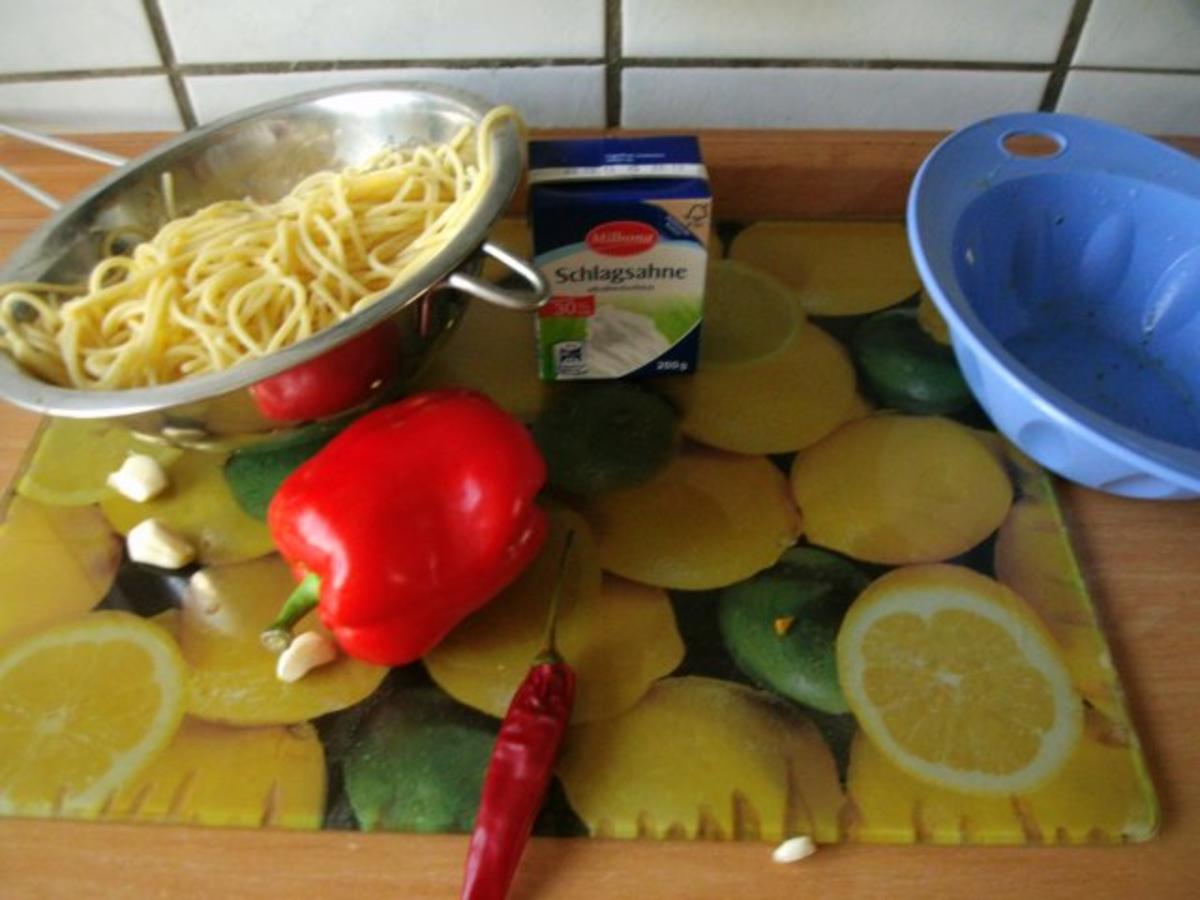 Spaghetti mit Knoblauch Paprika und Garnelen - Rezept - Bild Nr. 5