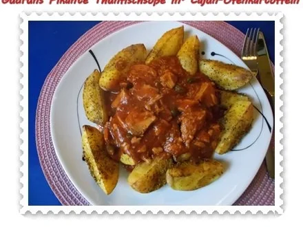 Rezept: Fisch: Pikante Thunfischsoße mit Cajun-Kartoffelspalten Bild Nr. 12 Fisch: Pikante Thunfischsoße mit Cajun-Kartoffelspalten - Rezept - Bild Nr. 12