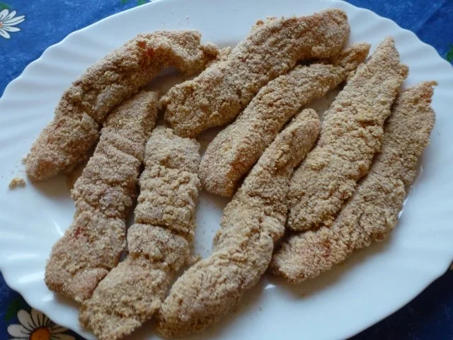 Rezept: Rustikale selbstgemachte verschärfte Lachsstäbchen mit Kartoffelsalat Bild Nr. 9 Rustikale selbstgemachte verschärfte Lachsstäbchen mit Kartoffelsalat - Rezept - Bild Nr. 9