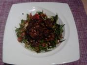 SALAT MIT 5 KOSTBARKEITEN  Tomaten-Rucoola-Zwiebel-Knofi-Champi-Salat - Rezept