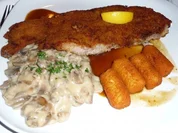 Schnitzel mit braune Rahmchampignons - Rezept