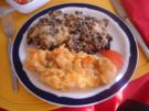 Seelachsfilet mit Waldpilzhaube und Möhren-Kartoffelstampf - Rezept