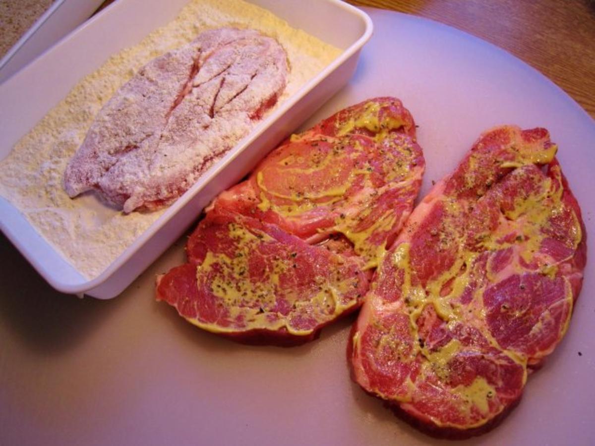 Panierte Nackensteaks mit grünen Bohnen - Rezept - Bild Nr. 4