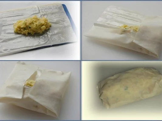 Gebratene Lachsforelle mit fruchtigem Gemüse und Kartoffel-Filoteig-Päckchen - Rezept - Bild Nr. 7