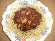 Hauptgericht: Spaghetti mit Riesengarnelen und Tomaten - Rezept