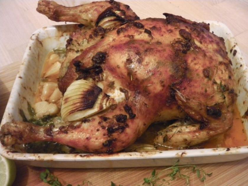 Österreichisches Brathuhn Brathendl mit Semmelfülle - einfach - von ...