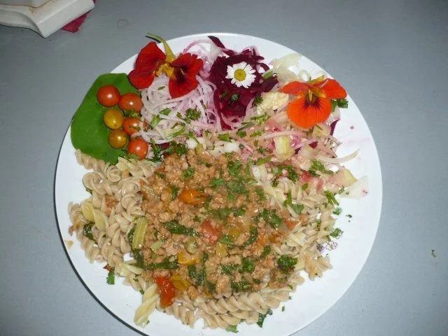 Rohkost, Nudeln im Kräuterbett mit Sojafleisch - Rezept - Bild Nr. 3