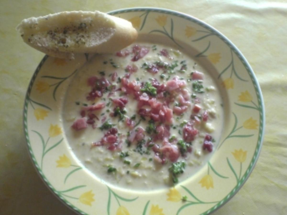 Käsesuppe mit Porree und Schinken - Rezept - kochbar.de