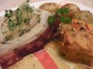 Mein "Herbstbraten" - Schweinebraten mit Pakchoi-Kresse-Fülle und Hokkaido-Kürbishachl - Rezept