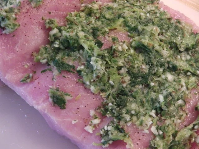 Mein "Herbstbraten" - Schweinebraten mit Pakchoi-Kresse-Fülle und Hokkaido-Kürbishachl - Rezept - Bild Nr. 13