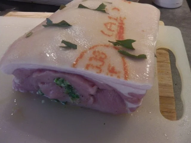 Mein "Herbstbraten" - Schweinebraten mit Pakchoi-Kresse-Fülle und Hokkaido-Kürbishachl - Rezept - Bild Nr. 14