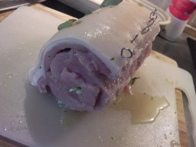 Mein "Herbstbraten" - Schweinebraten mit Pakchoi-Kresse-Fülle und Hokkaido-Kürbishachl - Rezept - Bild Nr. 15