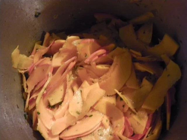 Mein "Herbstbraten" - Schweinebraten mit Pakchoi-Kresse-Fülle und Hokkaido-Kürbishachl - Rezept - Bild Nr. 17