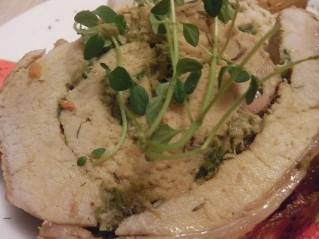 Mein "Herbstbraten" - Schweinebraten mit Pakchoi-Kresse-Fülle und Hokkaido-Kürbishachl - Rezept - Bild Nr. 19