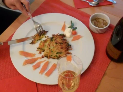 Kürbis-Kartoffel-Petersilien-Reibekuchen - Rezept