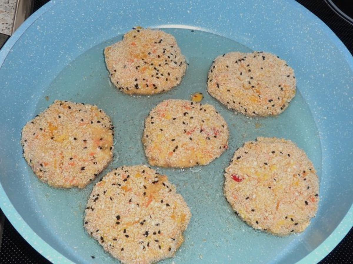 Resteküche: Knusprige Zitronen-Mango-Reis-Bratlinge mit einem Orangen-Erdnuss-Dip - Rezept - Bild Nr. 7
