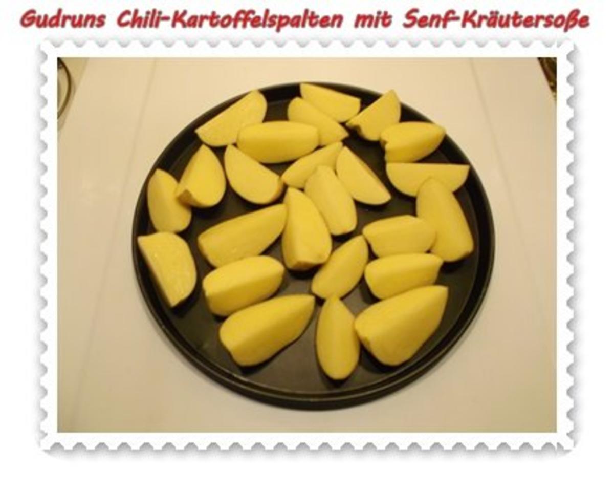 Kartoffeln: Chili-Kartoffelspalten mit Kräuter-Senf-Soße - Rezept - Bild Nr. 3