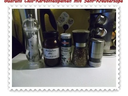 Kartoffeln: Chili-Kartoffelspalten mit Kräuter-Senf-Soße - Rezept - Bild Nr. 4