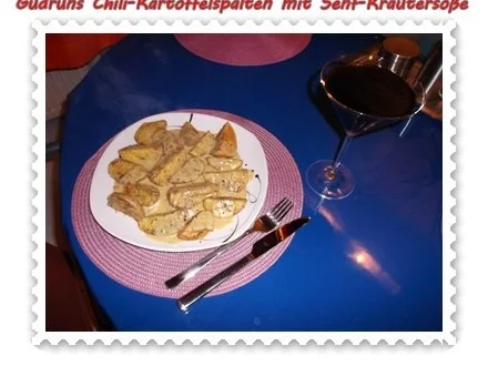 Kartoffeln: Chili-Kartoffelspalten mit Kräuter-Senf-Soße - Rezept - Bild Nr. 10