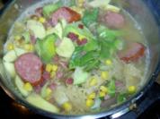 Sauerkraut Eintopf mit Porree, Mais und Cabanossi - Rezept