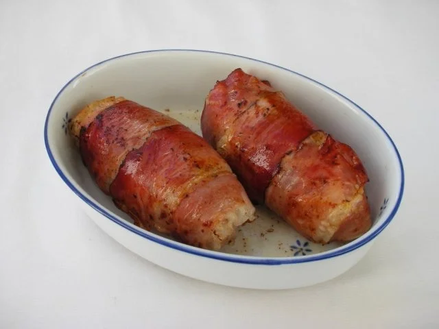 Gefüllte Hähnchenbrust im Speckmantel mit Rote-Bete-Meerrettichsoße - Rezept - Bild Nr. 8