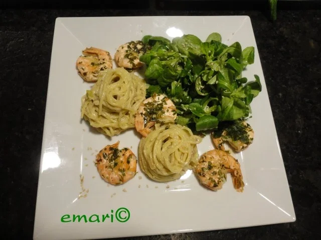 Rezept: Orientalische Pasta in Hummus Sauce & Riesen Garnelen Bild Nr. 2 Orientalische Pasta in Hummus Sauce & Riesen Garnelen - Rezept - Bild Nr. 2