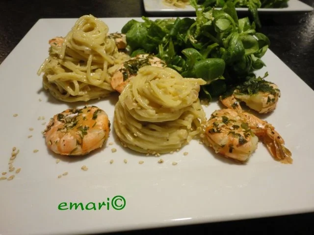 Rezept: Orientalische Pasta in Hummus Sauce & Riesen Garnelen Bild Nr. 14 Orientalische Pasta in Hummus Sauce & Riesen Garnelen - Rezept - Bild Nr. 14