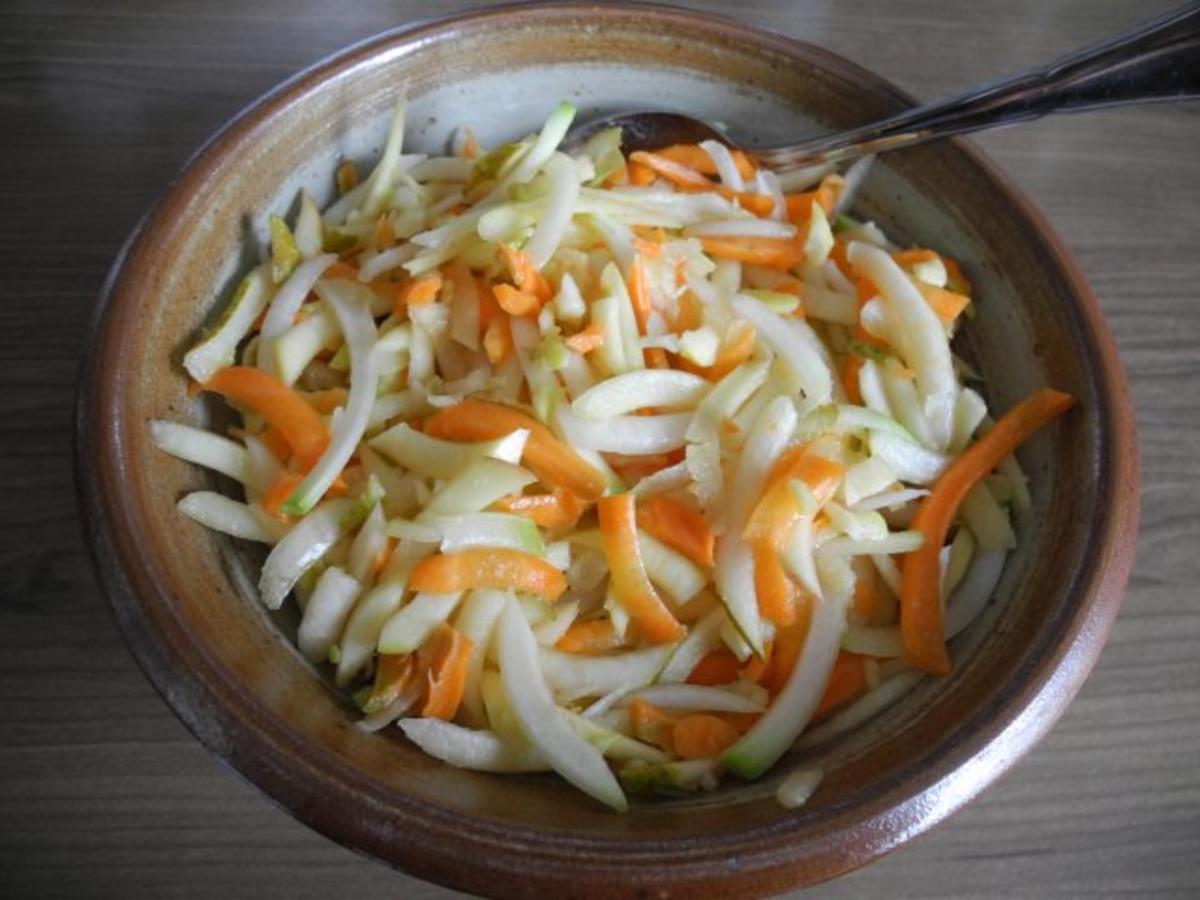 Vegan : Obst / Gemüse - Salat mit Kokosöl und Kokosblütensirup - Rezept