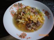 Suppe: Steckrübensuppe mit Suppenfleisch vom Gallowayrind - Rezept